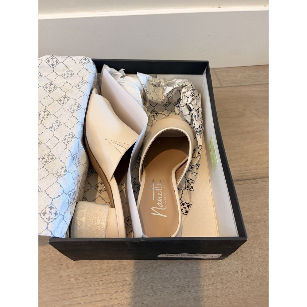 Nanette Lepore Dani Parchment cream nude off white bone mules slides heels 8 - Picture 8 of 9